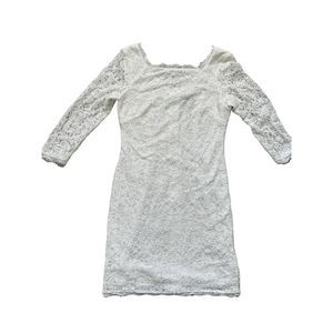 Adrianna Papell White Lace Midi Dress